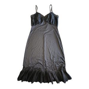 Vintage 1960s Van Raalte Suavette Full Slip‎ Black Size 34 Silky Nylon USA Lace